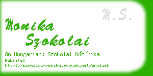 monika szokolai business card